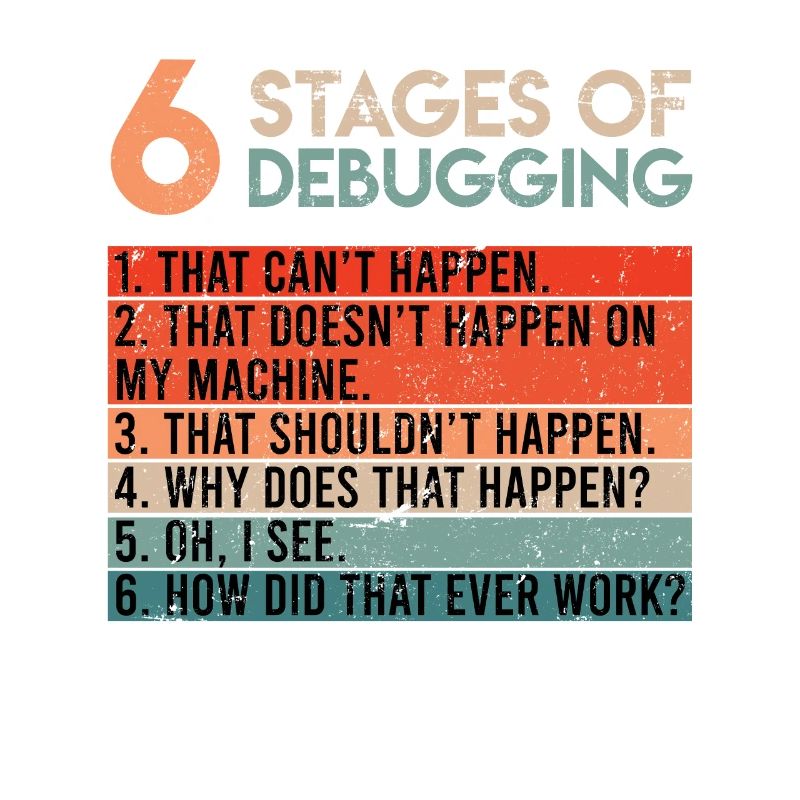 6 Stages of Debugging Computer Scientist Coder Software
