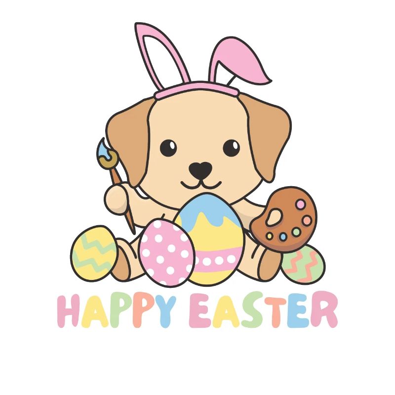 happy easter sweet Labrador Easter with Easter eggs