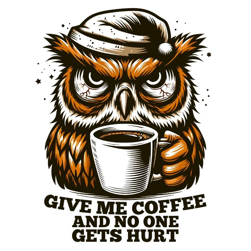 Eule Kaffee müde Geschenk
