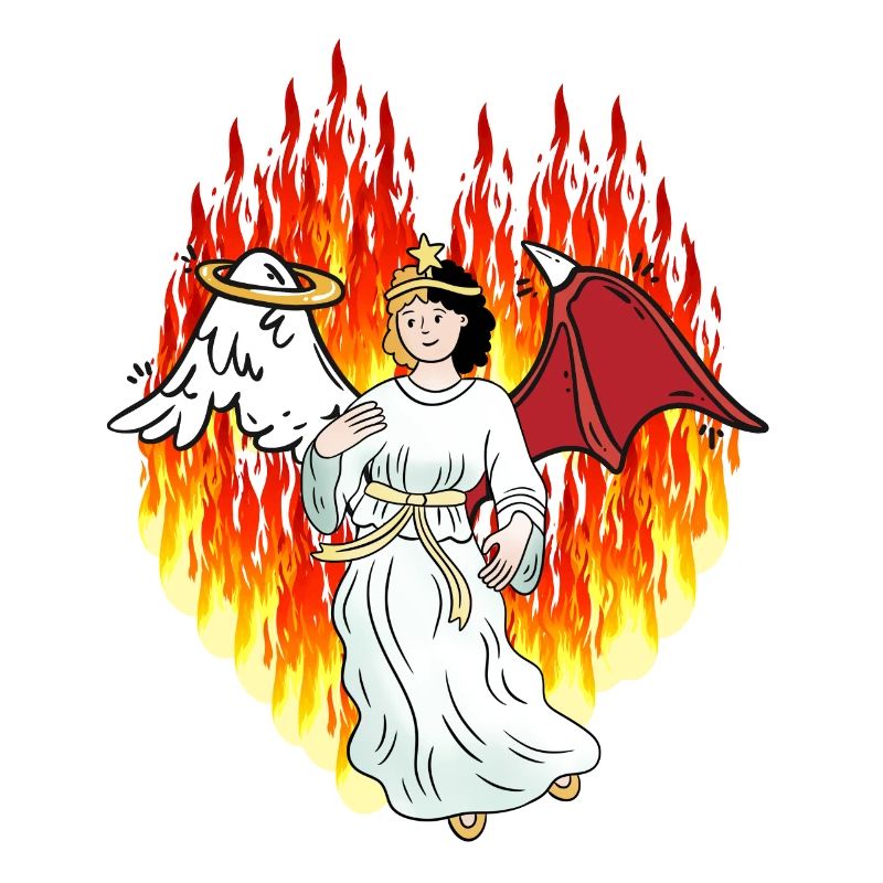 Fiery Hell Beyond Angel Satan Horror Devil