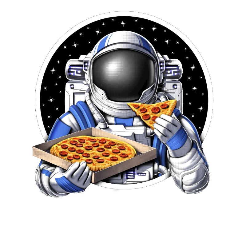 astronaute de l’espace mangeant de la pizza