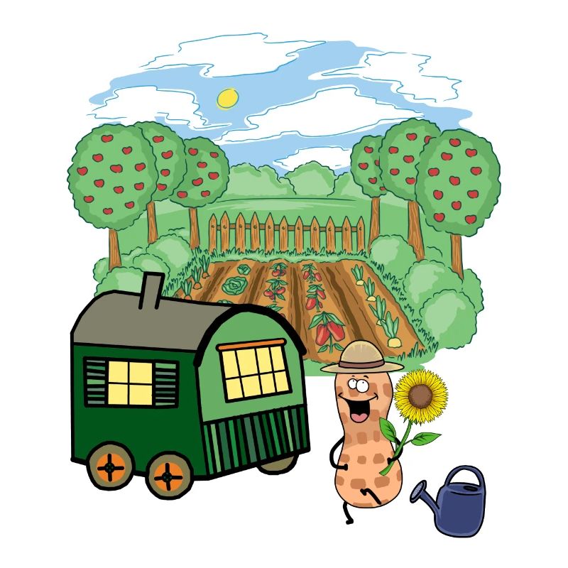 Construction Trailer, Gardener, Peanut, Vegetable, Flowers