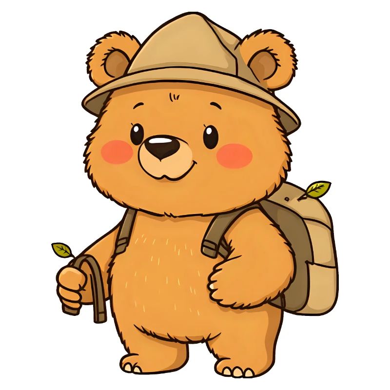 Adventurous Teddy Bear Explorer with Backpack