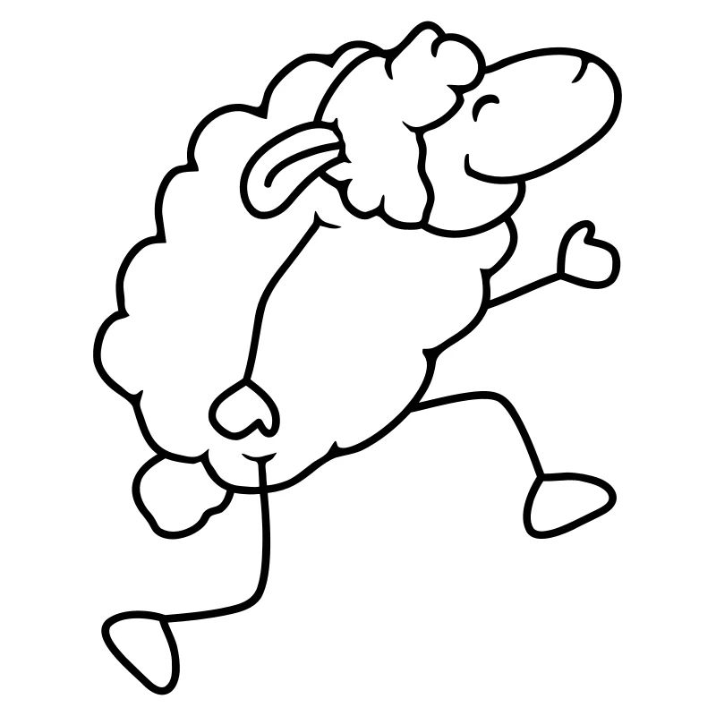 Sheep walks happily proudly dancing going hiking