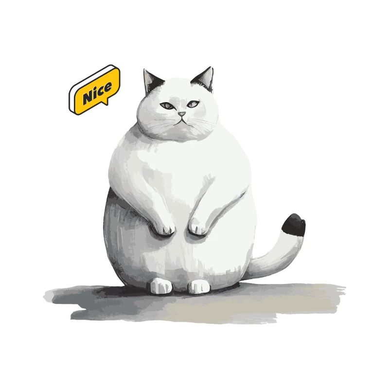mignon chat blanc gras avec bulle de dialogue