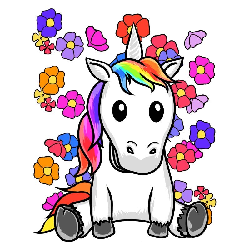Retro Einhorn Blumen Sommer Kind Kinder Pferd