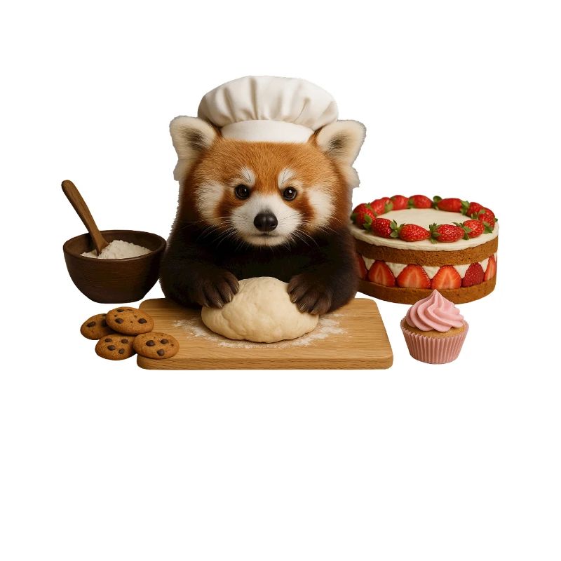 Red Panda Baking Cake Bread