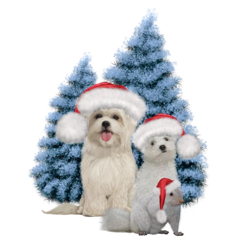 Weihnachtsnetter Hund mit Eichhörnchen