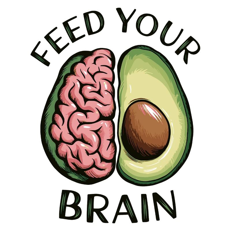 Feed Your Brain Avocado Illustration