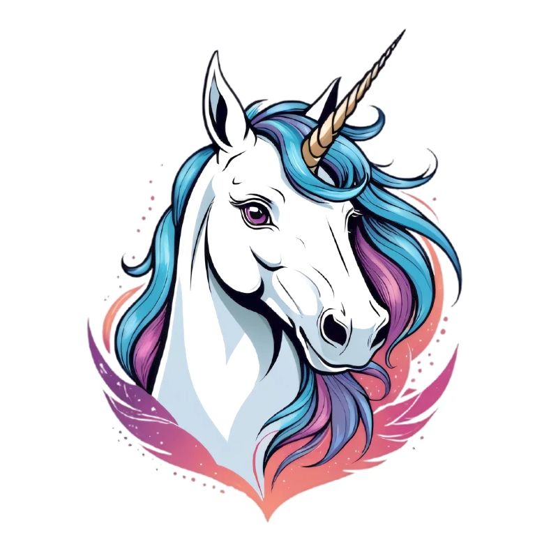 Magic unicorn head with colored mane