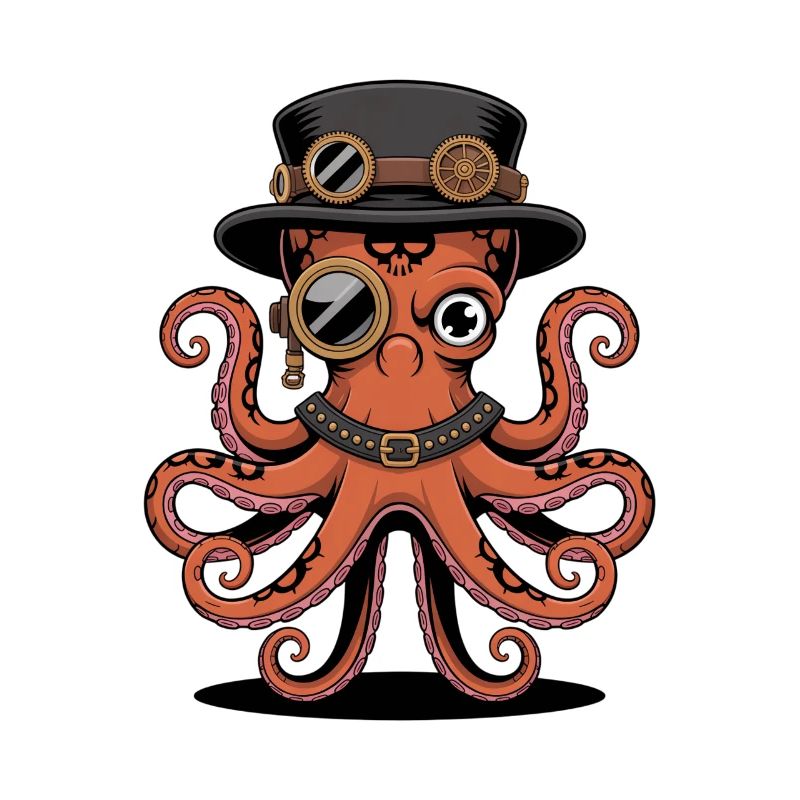 Pieuvre dans le style steampunk avec monocle