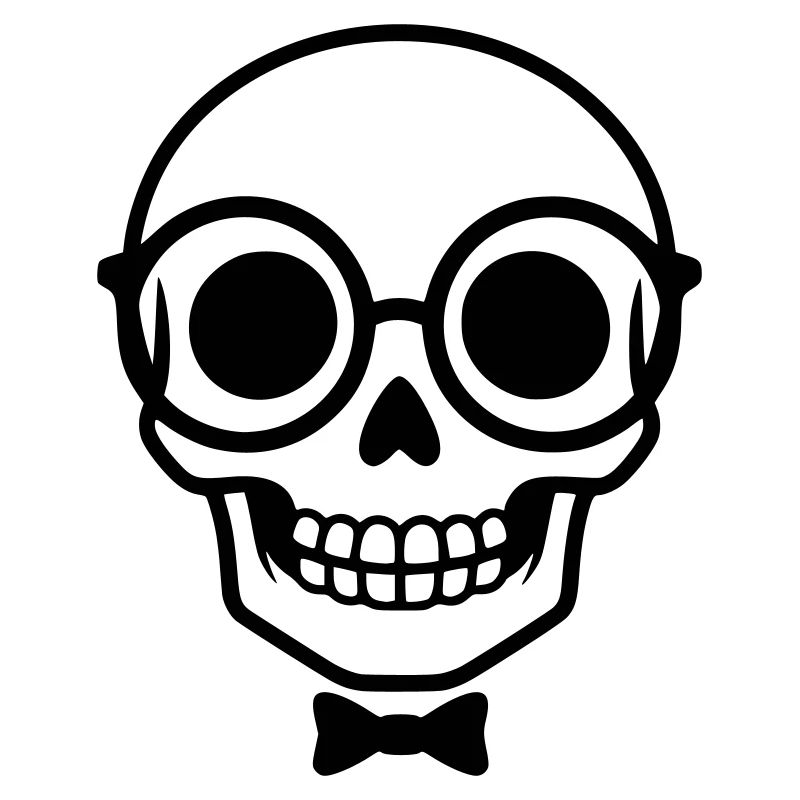 Nerd skull with glasses & bow tie