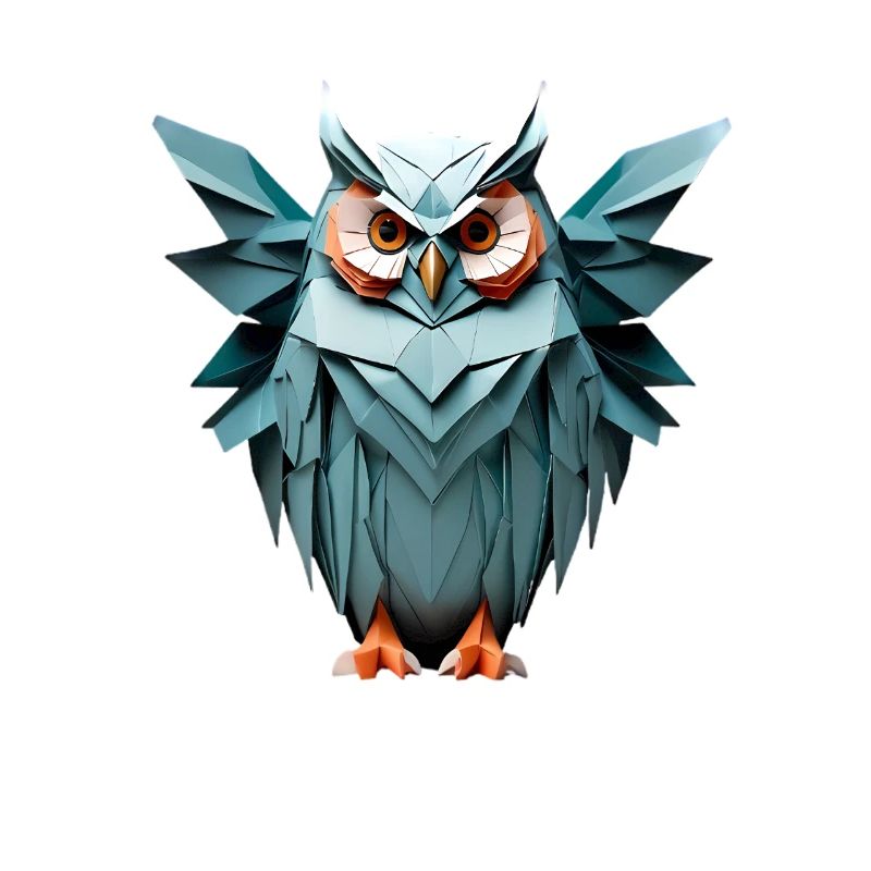 Blau Low-Poly Eule Design