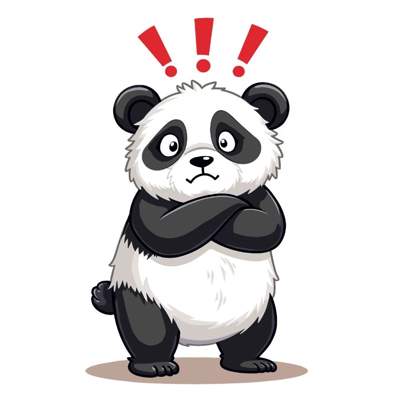 Skeptical Panda with Exclamation Point Humor