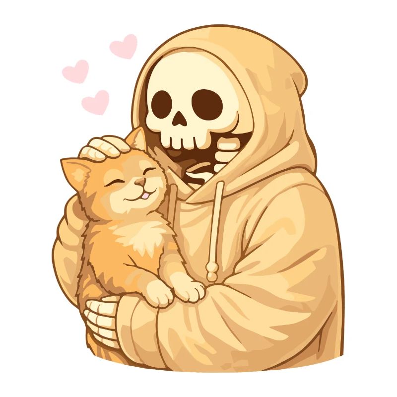 Squelette douillet avec chat – Proximité douce