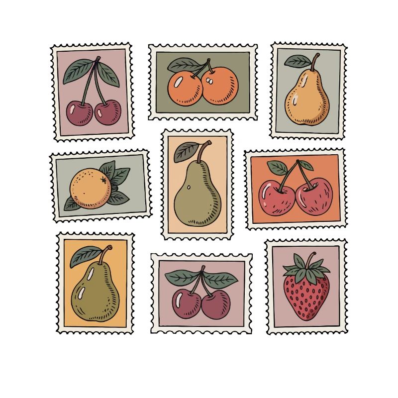 Pastel Fruit Stamp Pattern