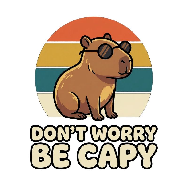 Don't Worry Be Capy Funny Capybara Retro