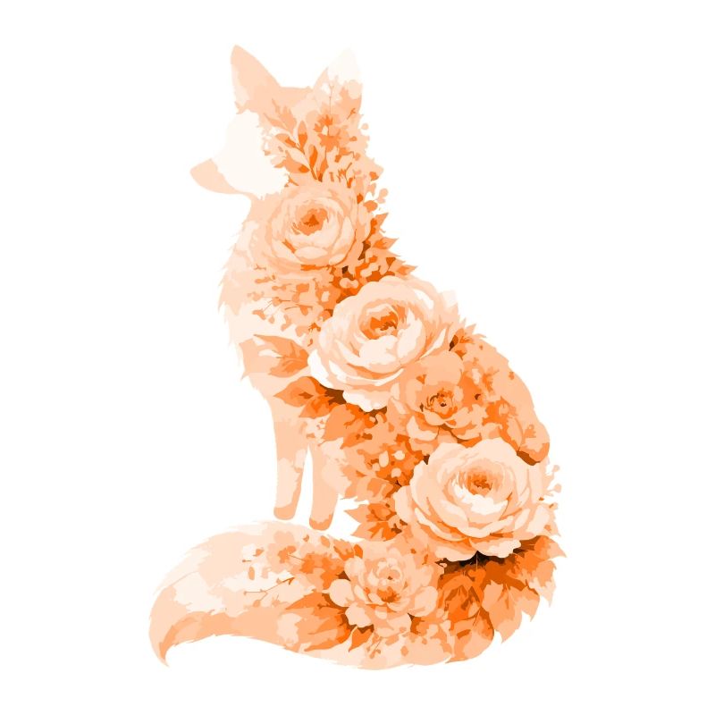 Silhouette florale pastel Fox