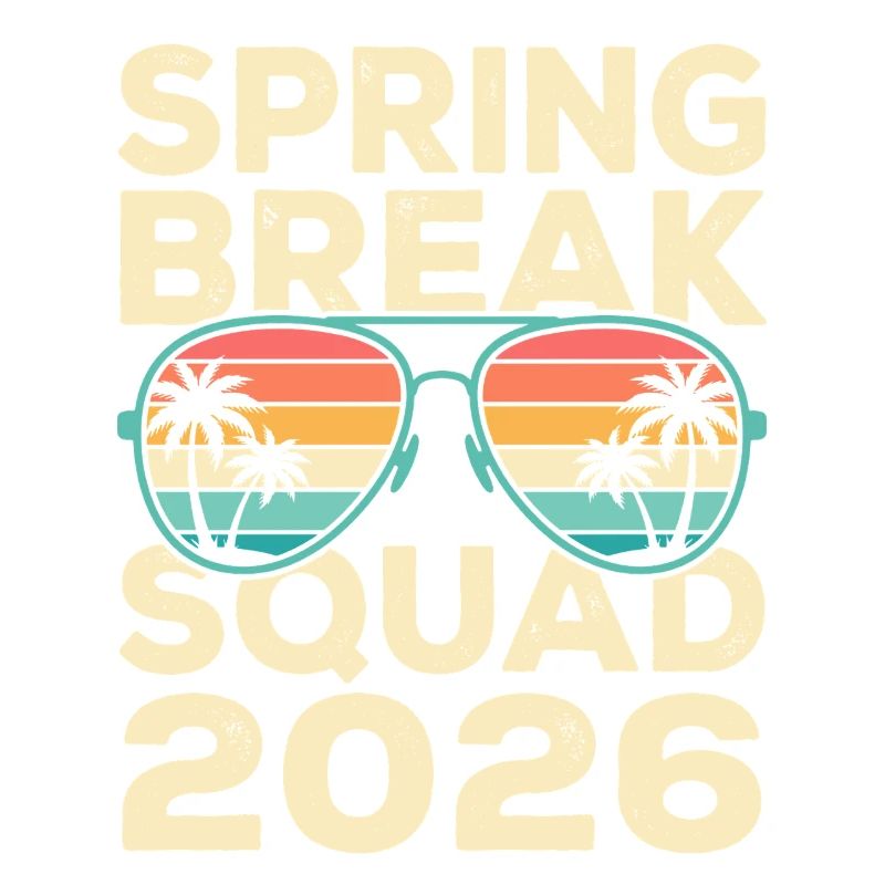 Spring Break Squad 2026 Retro Palm Tree Design