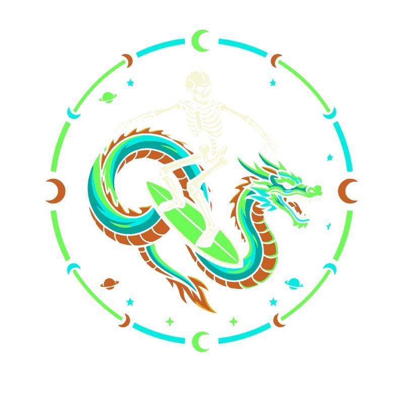 Cosmic Skeleton Riding Dragon Wave