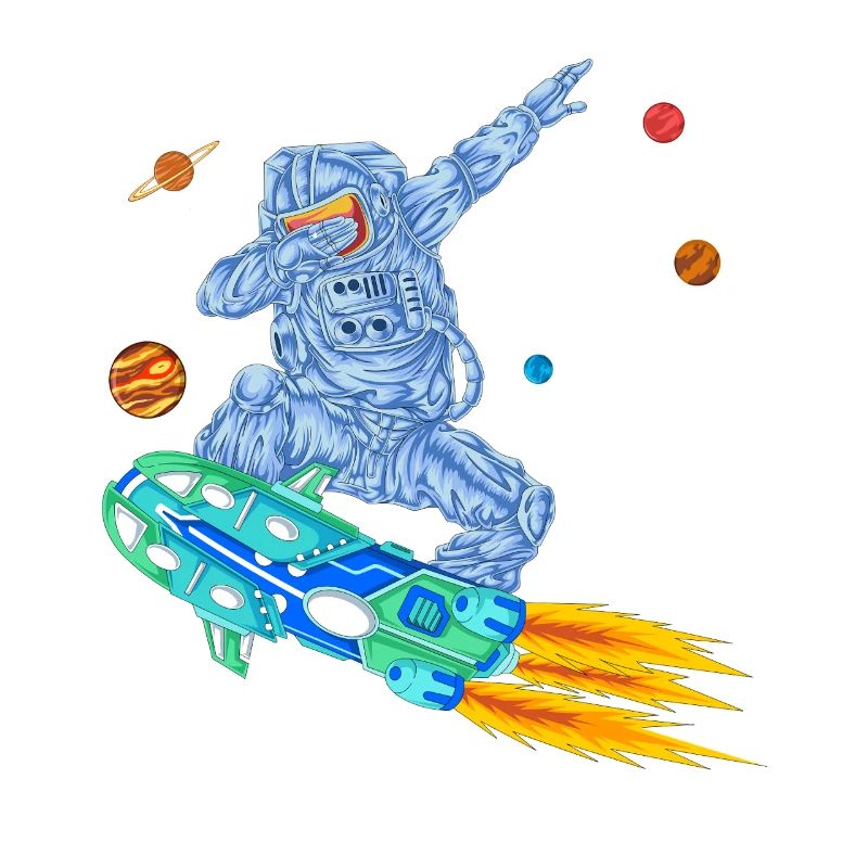 T-shirt spatial Astronaute en hoverboard