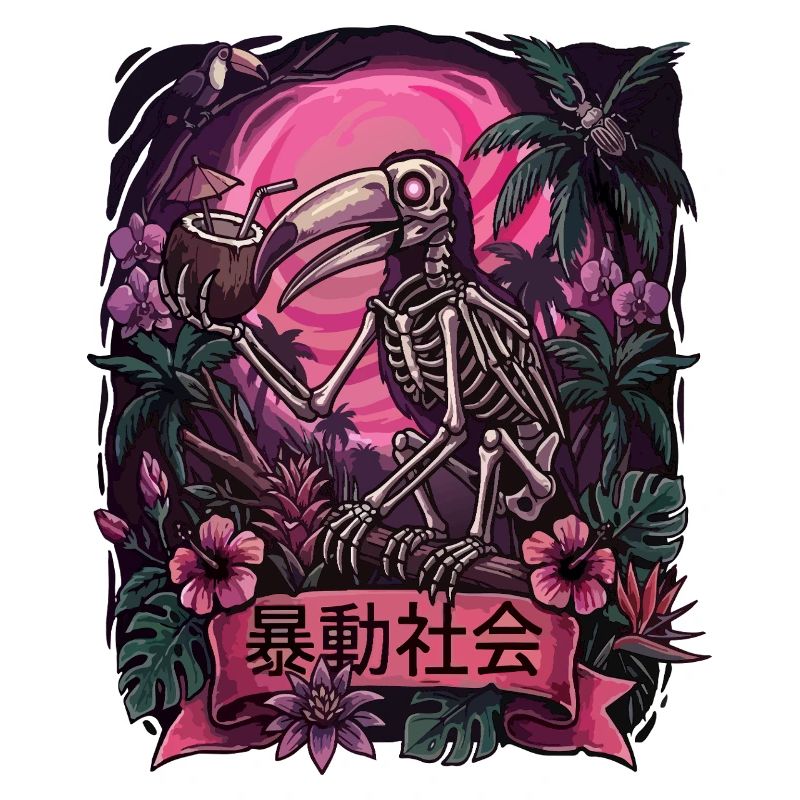 Neon Jungle Skeleton Parrot