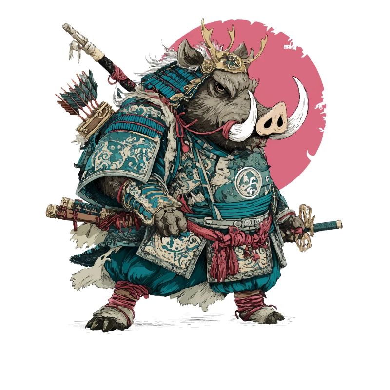 Boar Samurai in Teal Armor