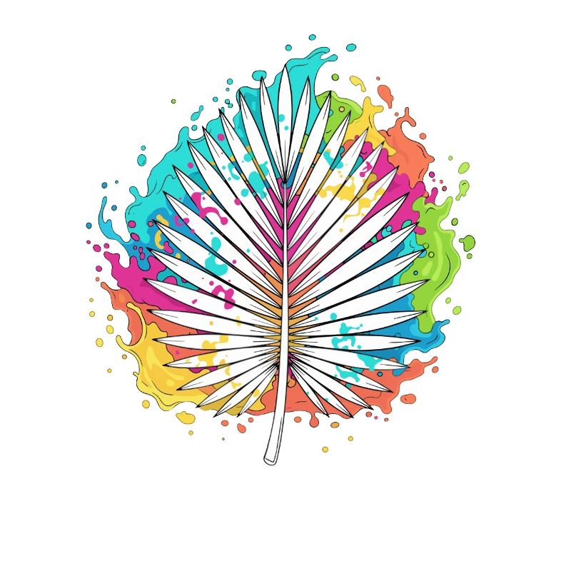Bunte Palmenfächer Farbexplosion