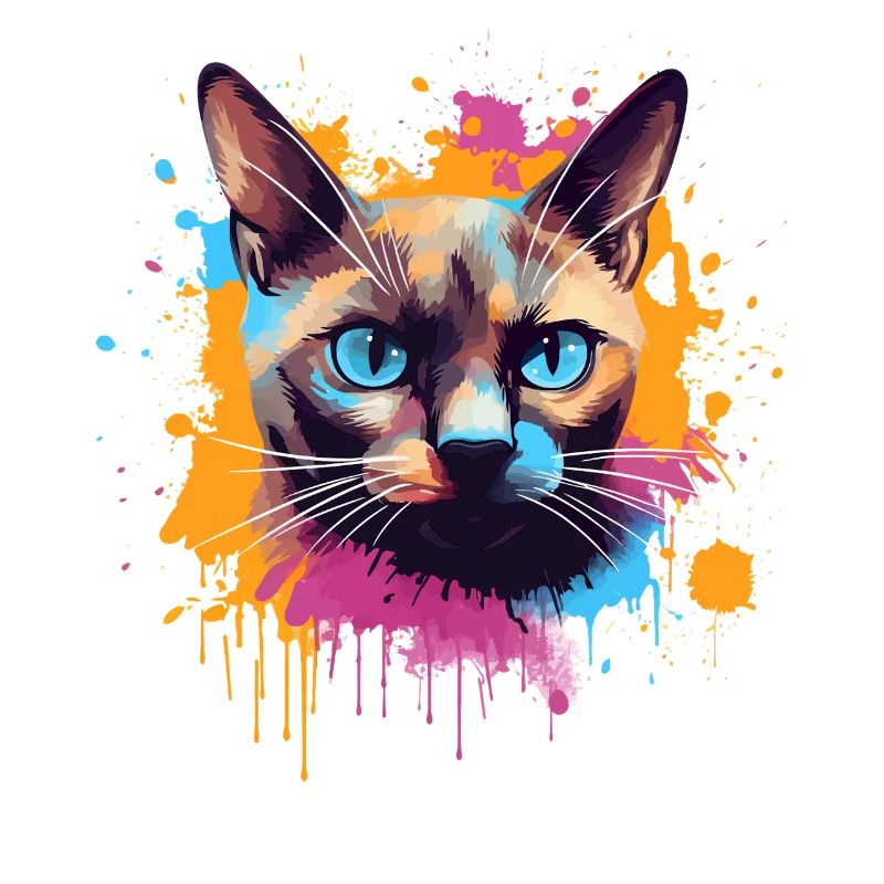 Bunte Splash-Kunst Burmesisches Katzengesicht