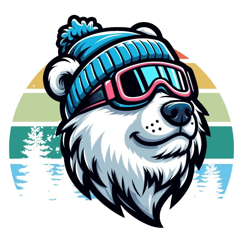 Ski Bear Polar Bear Ski Goggles Retro Skiing Ski Vacation