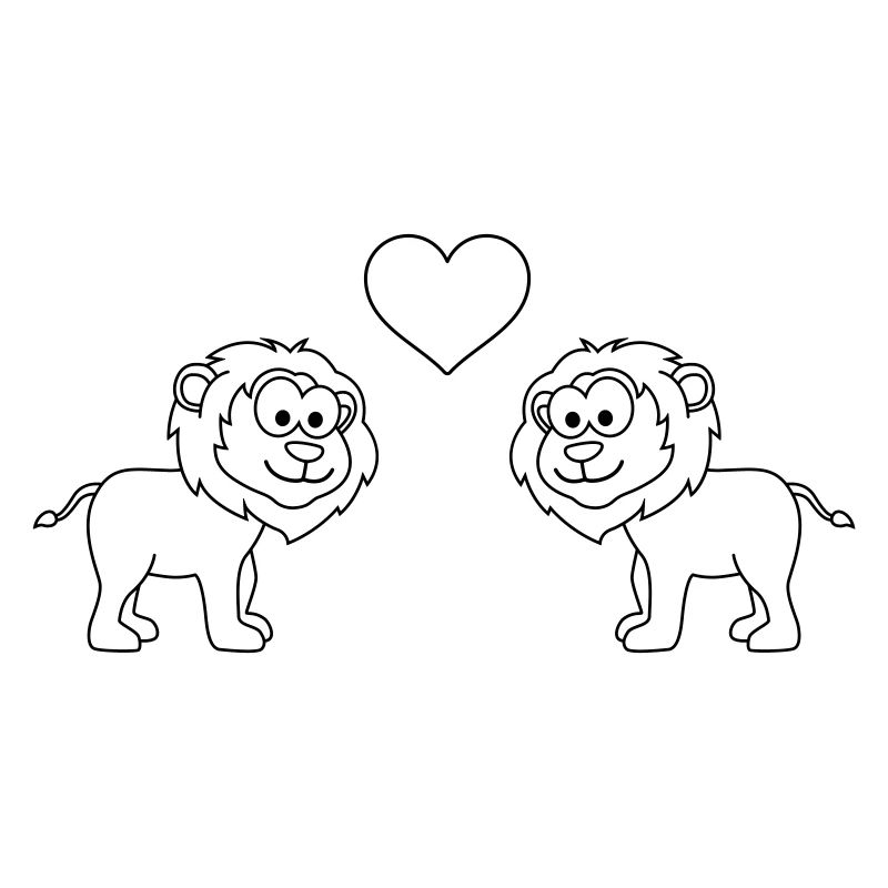 Löwe Comic Paar Liebe