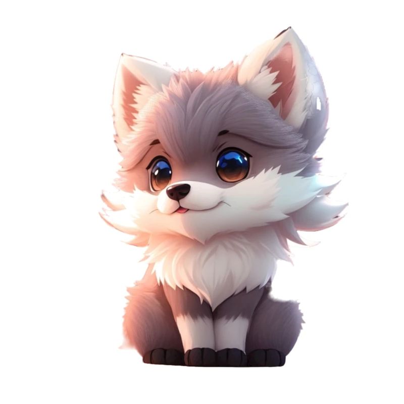 Cute Tiny Hyperrealistic Anime Wolf Tee, Pet