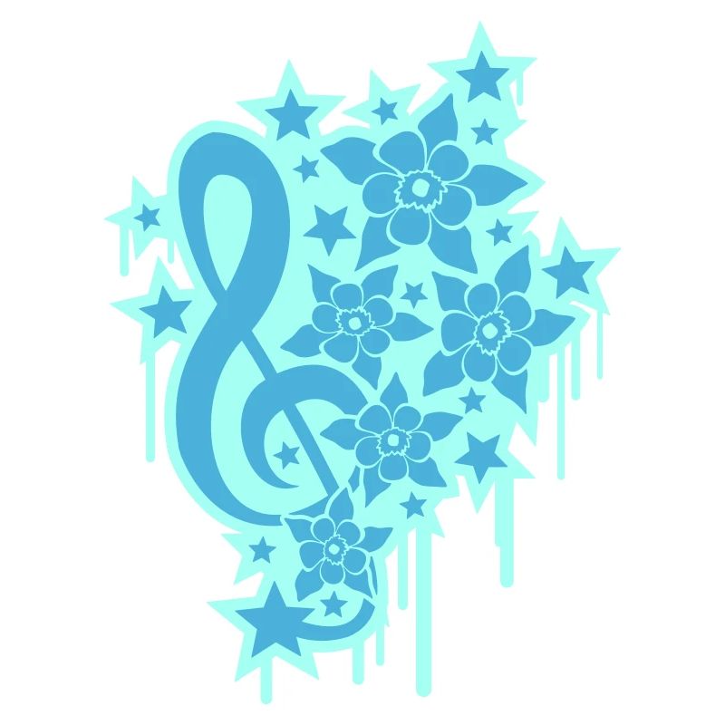 Music clef note graffiti drop flowers