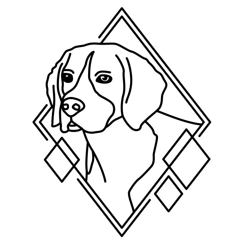 Beagle en forme géométrique - Conception d’art au trait
