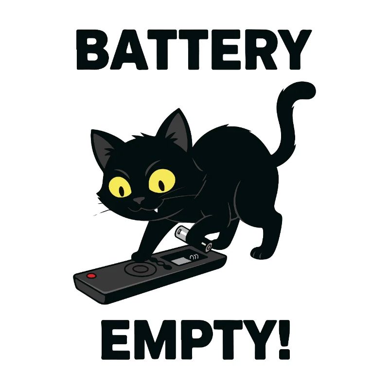 Battery Empty Chat Télécommande Humour