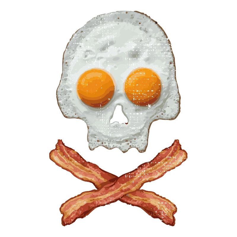 Fried Egg Skull with Bacon Cross