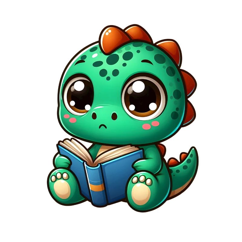 Dino liest ein Buch