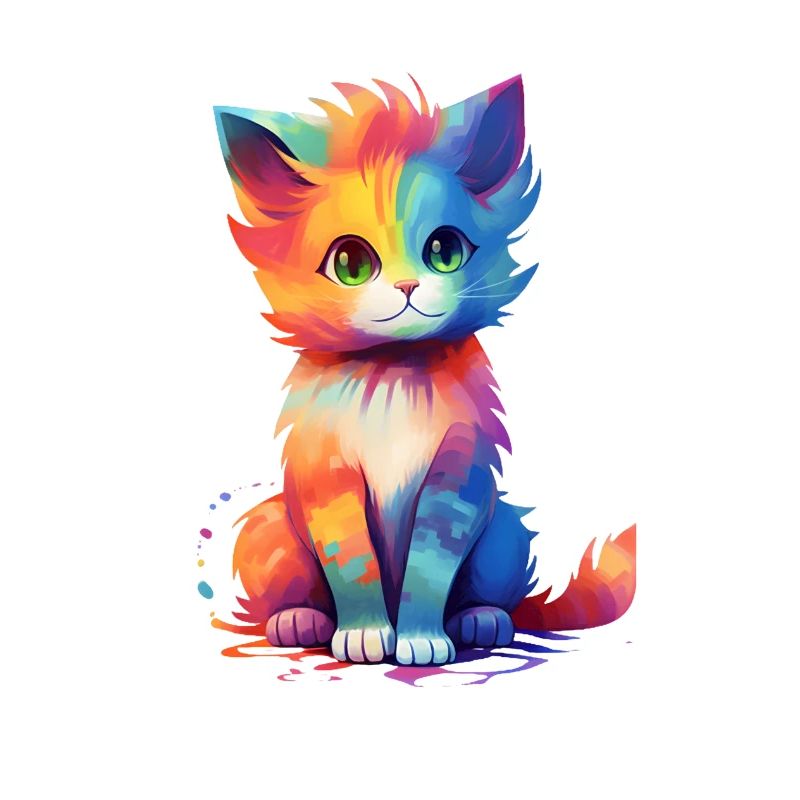 Chat coloré mignon - design d’impression unique.