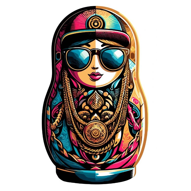 Matryoshka cool sunglasses cappy necklace gift