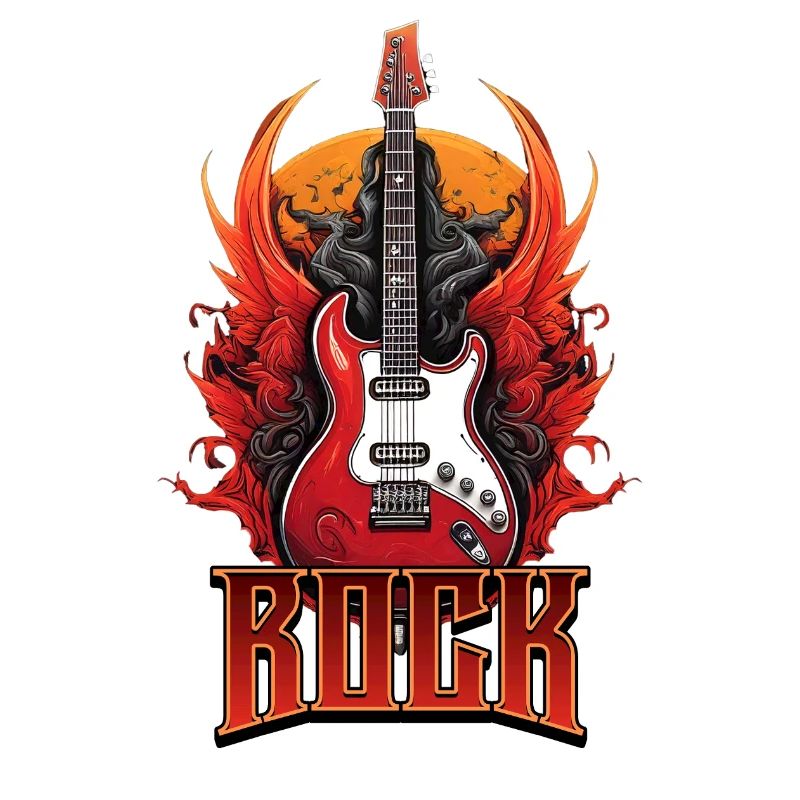 Rock Like Hell Guitar Flames Electric Guitar Punk