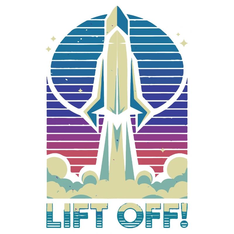 Retro Rocket Launch Illustration