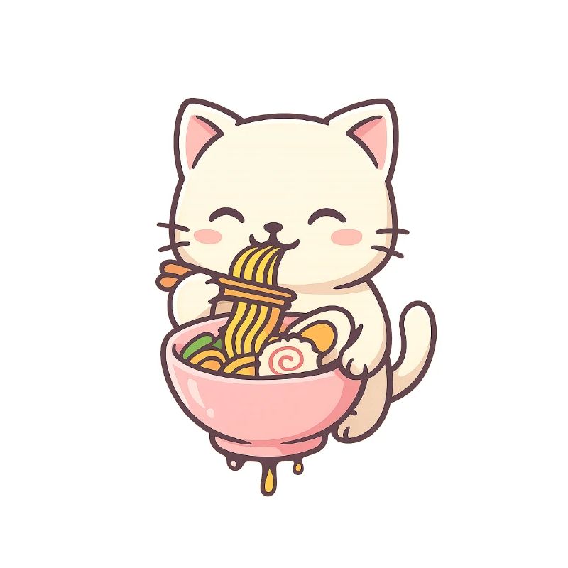 Chats mignons avec conception de salade de pâtes