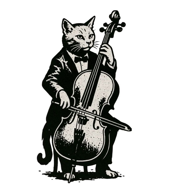 Katzencellist im Smoking