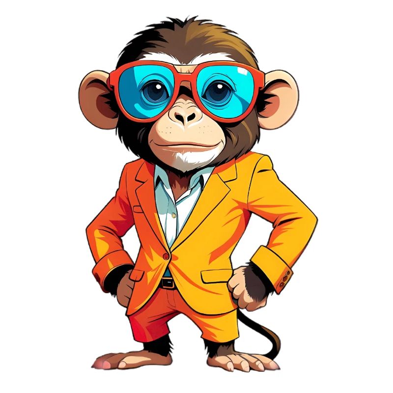 Singe coloré en costume avec des lunettes de soleil