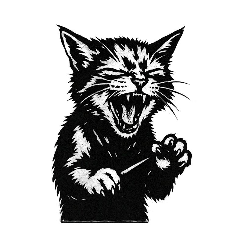 Silhouette de chat hurlant