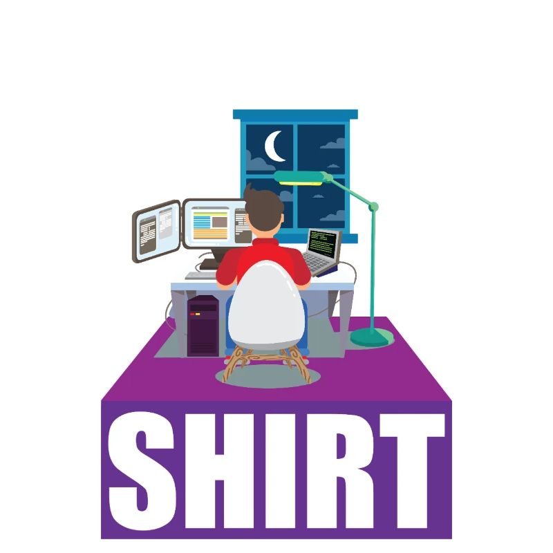 Night Shift Coder Programmer Desk Graphic