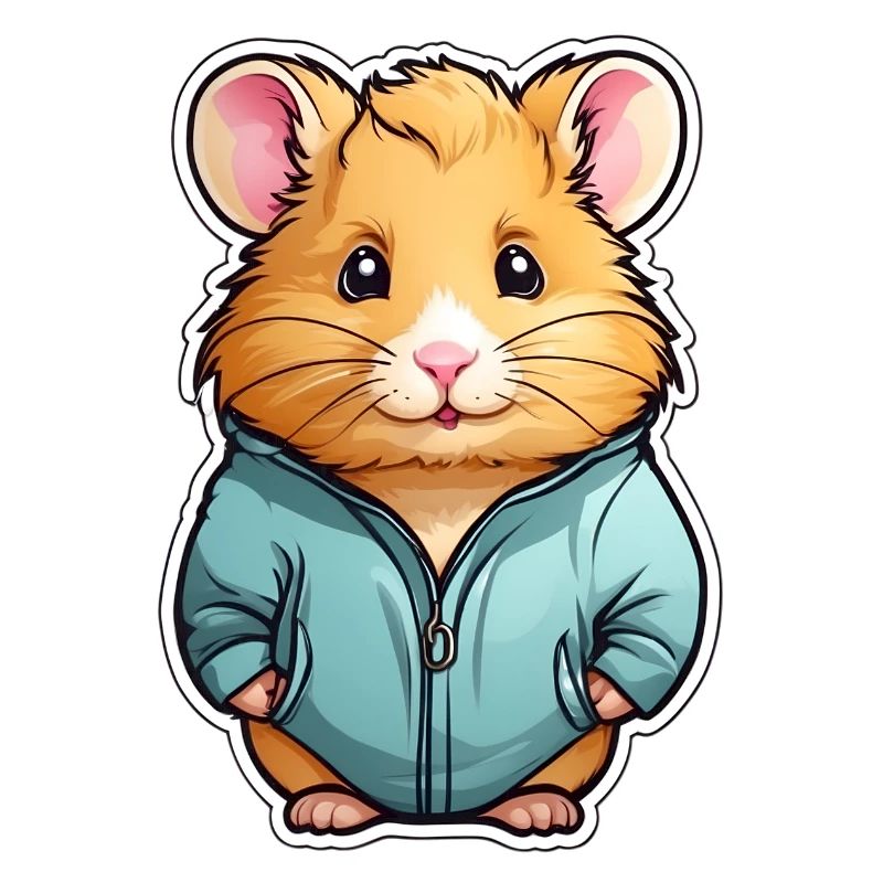 Hamster doré mignon avec veste bleue