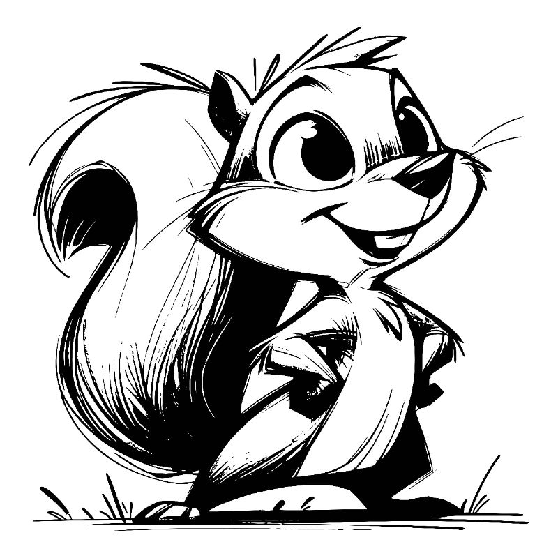 Funny Squirrel Pencil Stroke Drawing