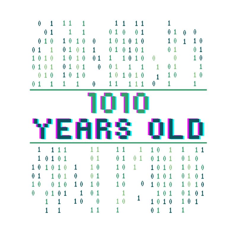 10th Birthday 10 Years Old Binary Code Computer Science
