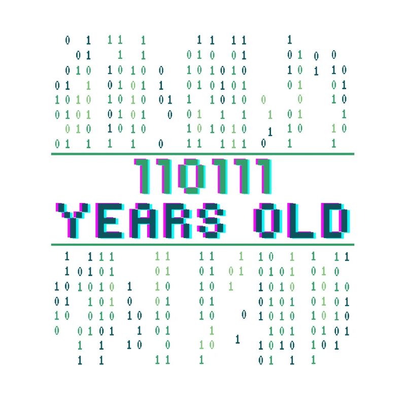 55th Birthday 55 Years Old Binary Code Coder